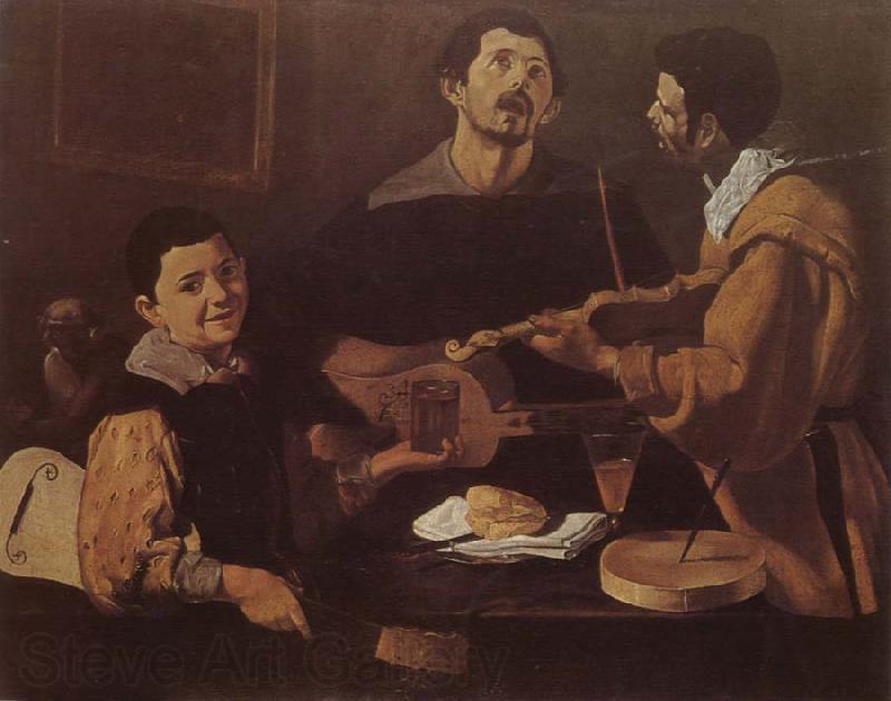 VELAZQUEZ, Diego Rodriguez de Silva y Three musician Norge oil painting art